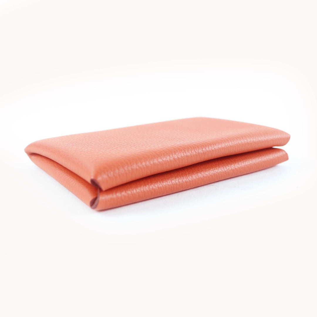 Excellent HERMES Card Case Calvi Orange Epsom Leather Women