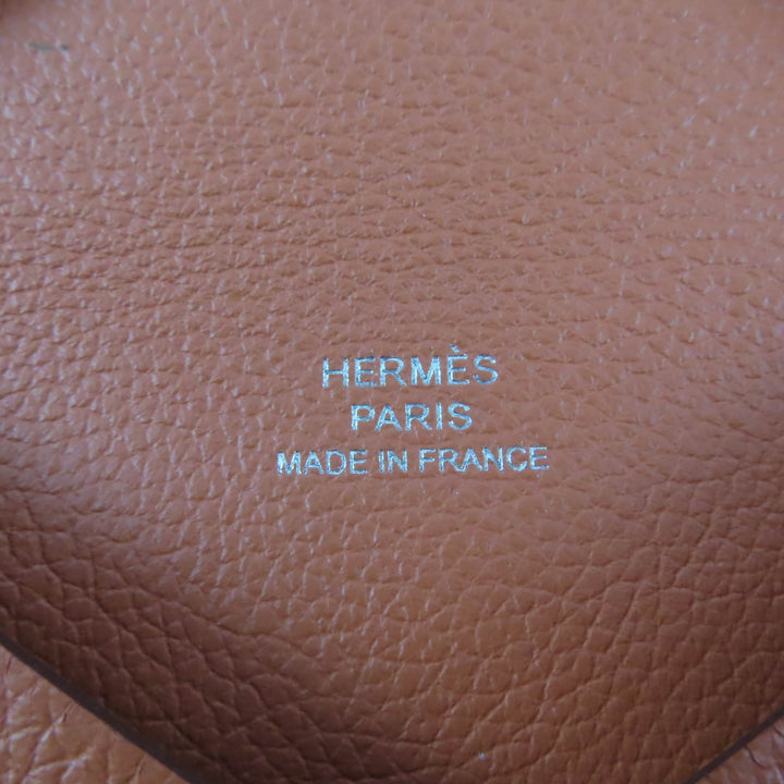 Excellent HERMES Card Case Calvi Orange Epsom Leather Women