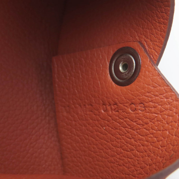 Excellent HERMES Card Case Calvi Orange Epsom Leather Women