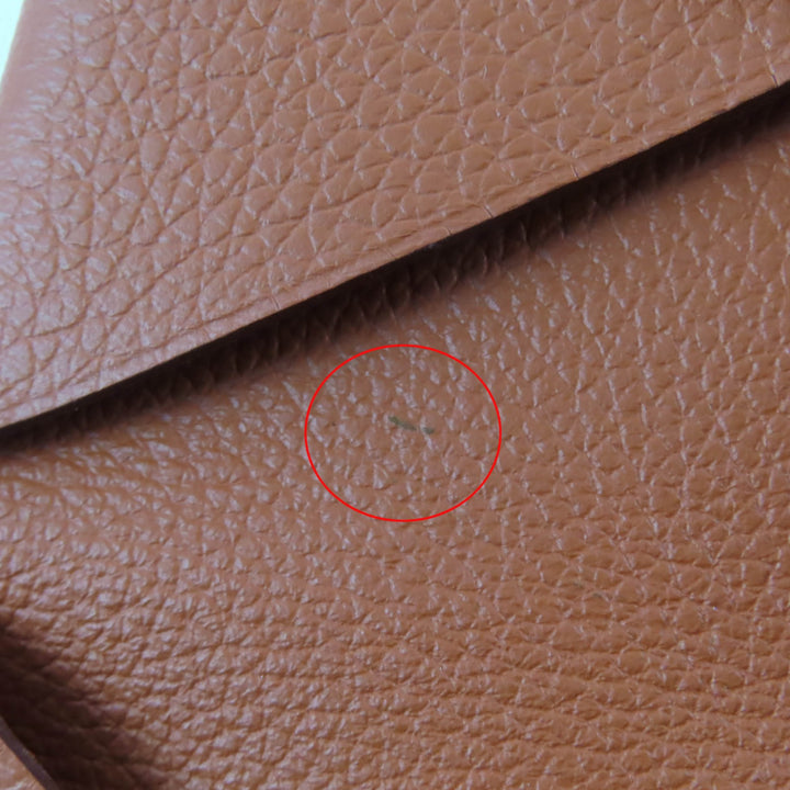 Excellent HERMES Card Case Calvi Orange Epsom Leather Women