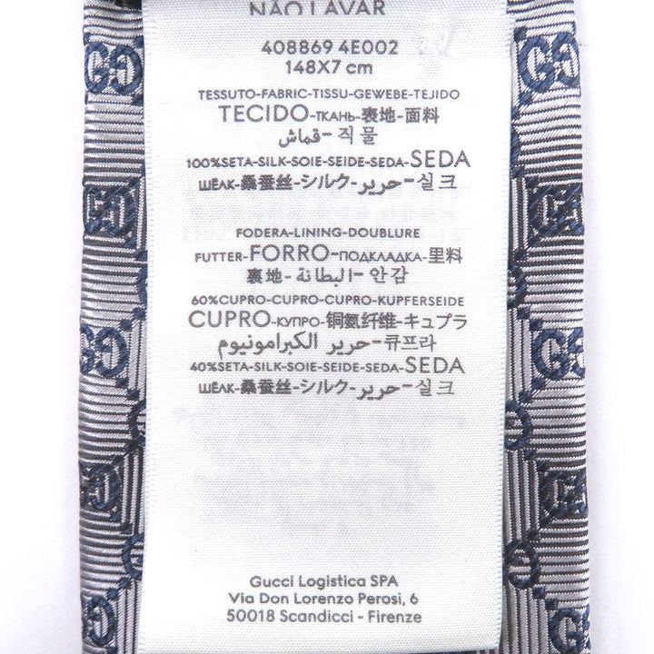 Excellent GUCCI tie GG logo all-over pattern Silver silk mens
