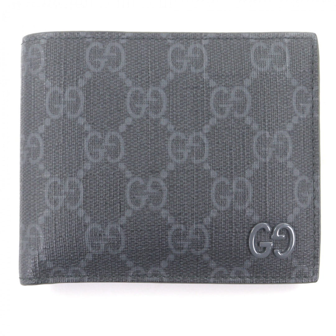 Great GUCCI Bifold Wallet GG Supreme Double G Logo Metal