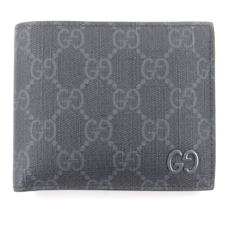 Great GUCCI Bifold Wallet GG Supreme Double G Logo Metal
