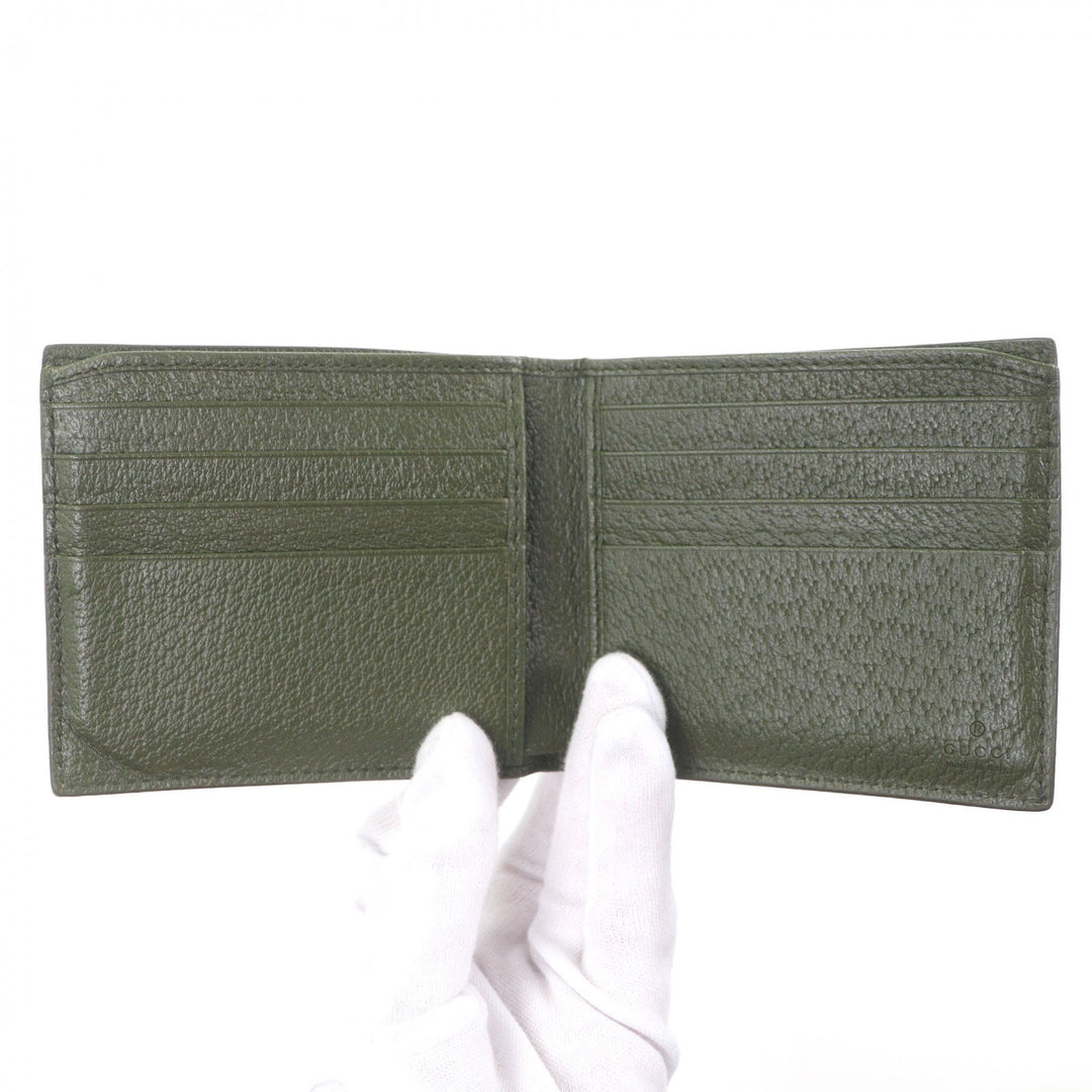 Great GUCCI Bifold Wallet GG Supreme Double G Logo Metal