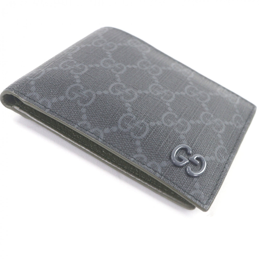 Great GUCCI Bifold Wallet GG Supreme Double G Logo Metal