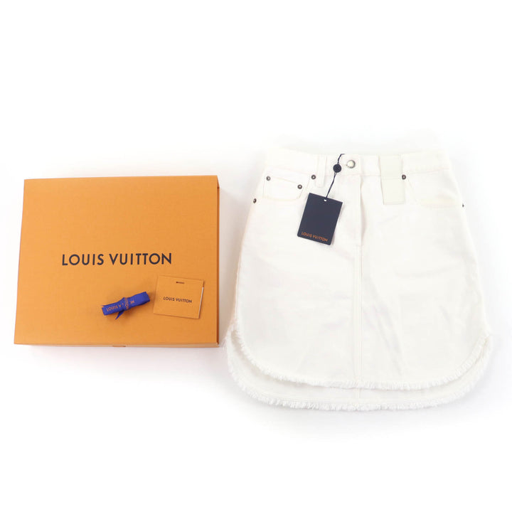 Pristine LOUIS VUITTON skirt frayed hem denim white cotton Women 36