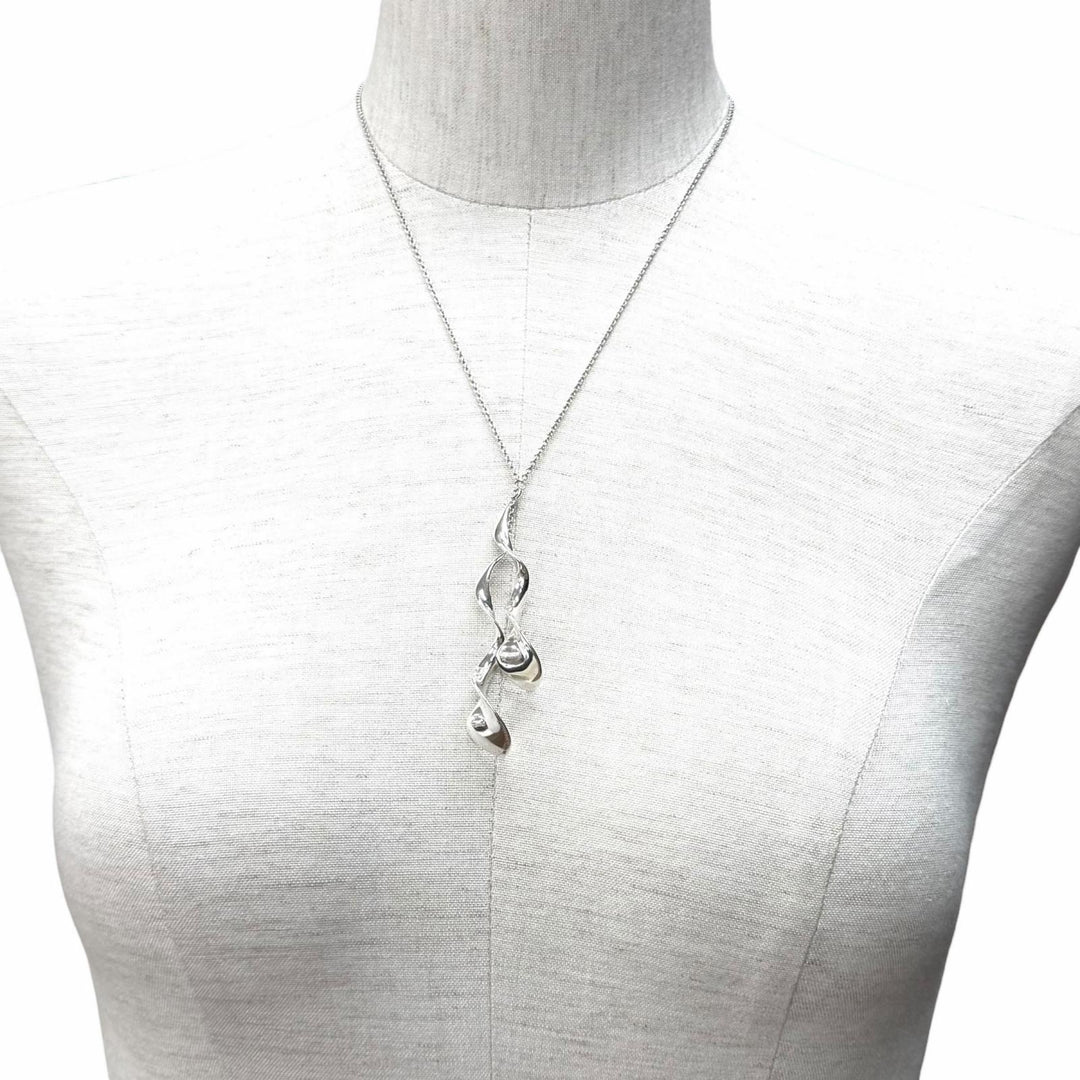Great TIFFANY&Co. Necklace Rare Frank Gehry Double Orchid Drop Silver 925 Women