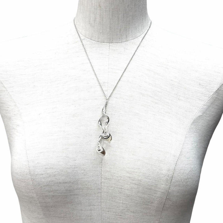 Great TIFFANY&Co. Necklace Rare Frank Gehry Double Orchid Drop Silver 925 Women