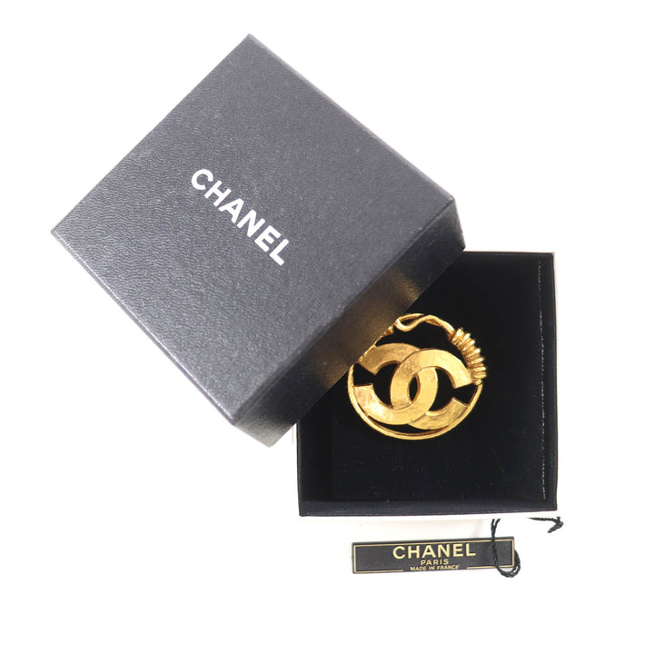 Great CHANEL Brooch COCO Mark Coil gold Women 94P