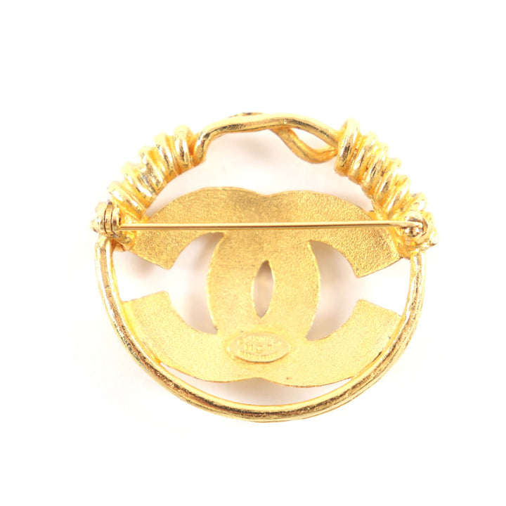 Great CHANEL Brooch COCO Mark Coil gold Women 94P