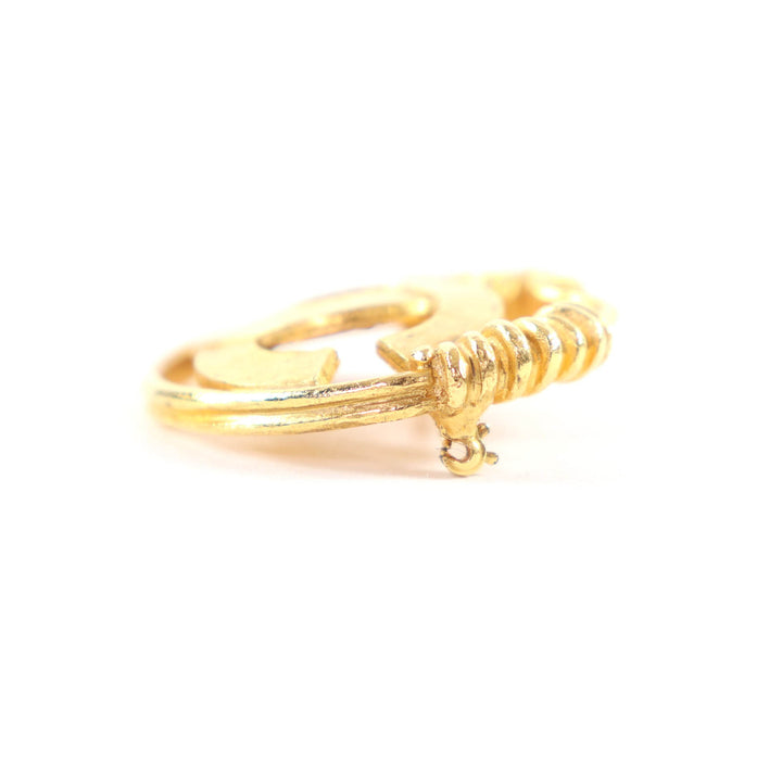 Great CHANEL Brooch COCO Mark Coil gold Women 94P