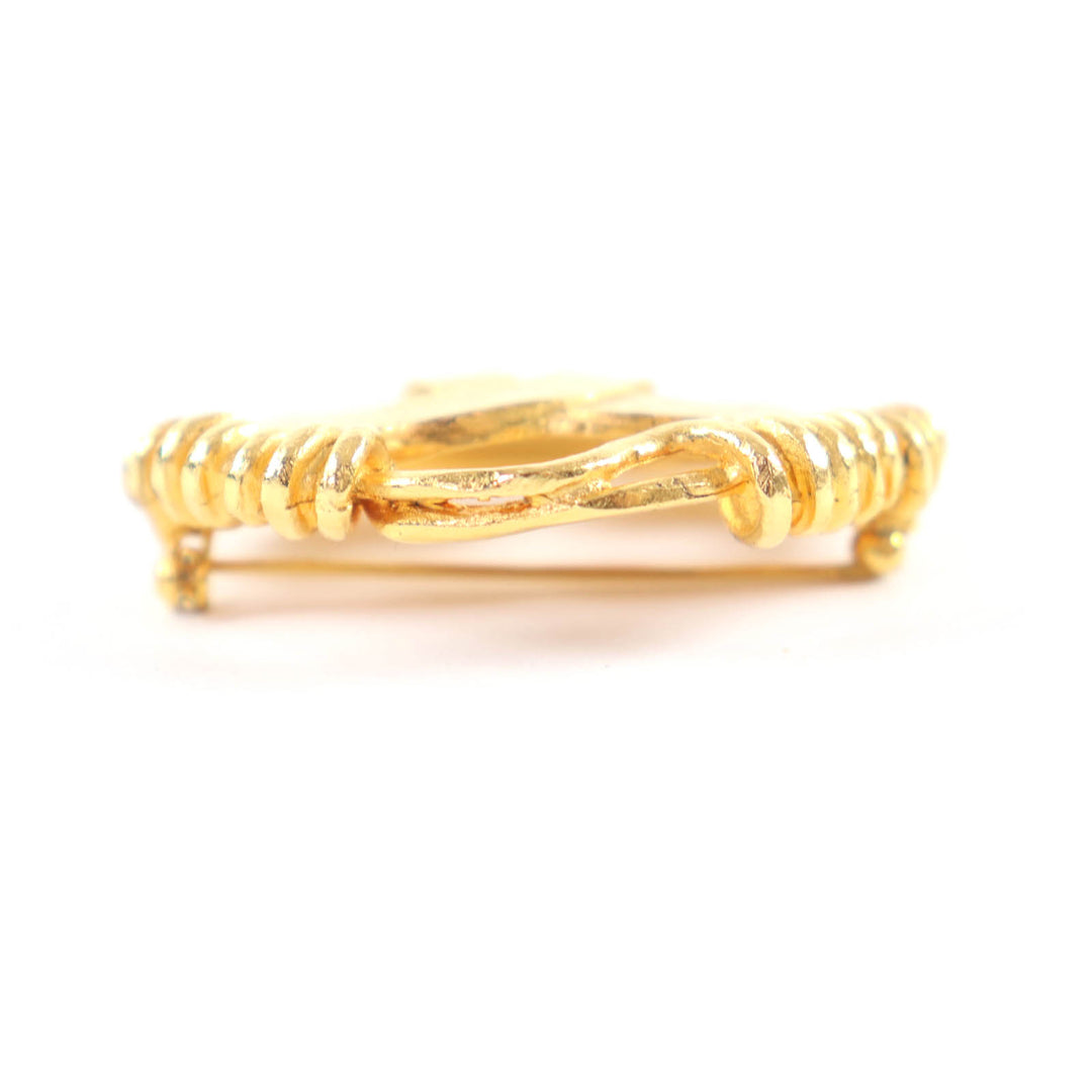 Great CHANEL Brooch COCO Mark Coil gold Women 94P