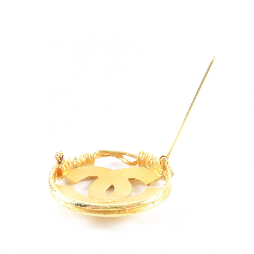 Great CHANEL Brooch COCO Mark Coil gold Women 94P