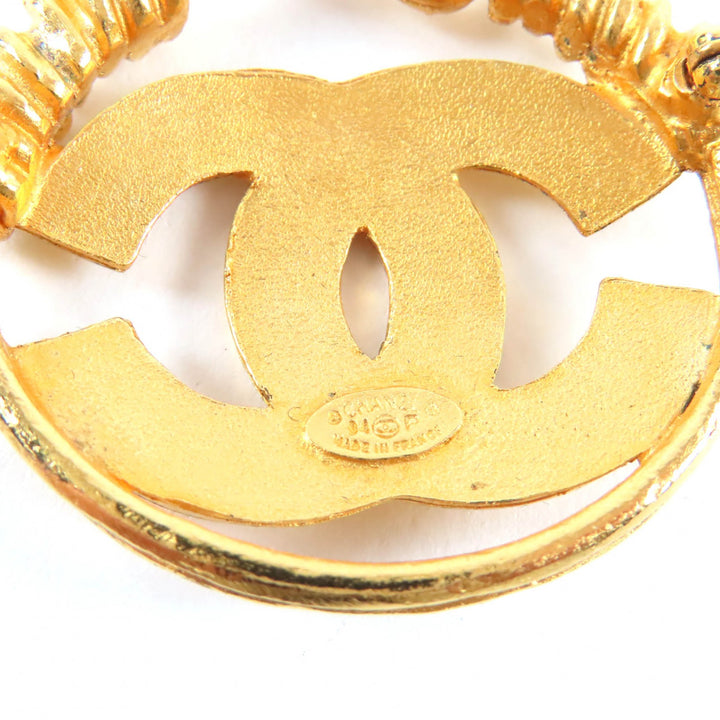 Great CHANEL Brooch COCO Mark Coil gold Women 94P