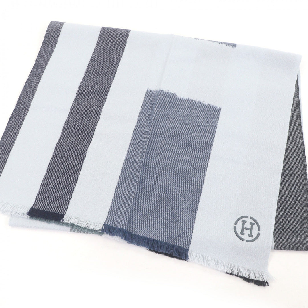 Excellent HERMES Scarf Ikat 4H H logo patch Gracie cashmere mens H394832T