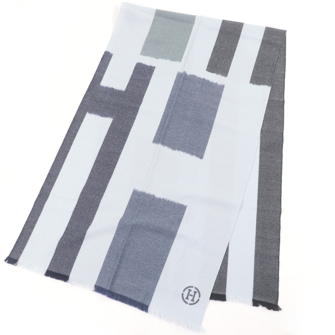Excellent HERMES Scarf Ikat 4H H logo patch Gracie cashmere mens H394832T