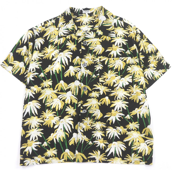 Excellent LOEWE Short sleeve shirt Daisy all-over print open collar black