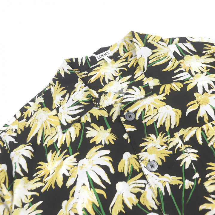 Excellent LOEWE Short sleeve shirt Daisy all-over print open collar black