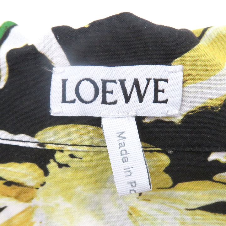 Excellent LOEWE Short sleeve shirt Daisy all-over print open collar black