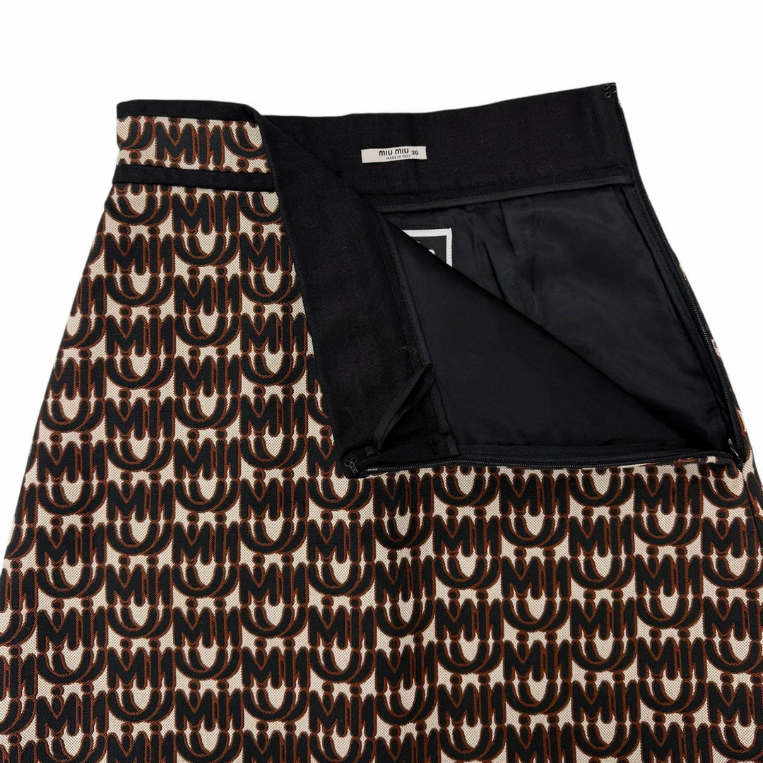 Great MIUMIU Mini skirt Brown cotton Women 36 MG1299