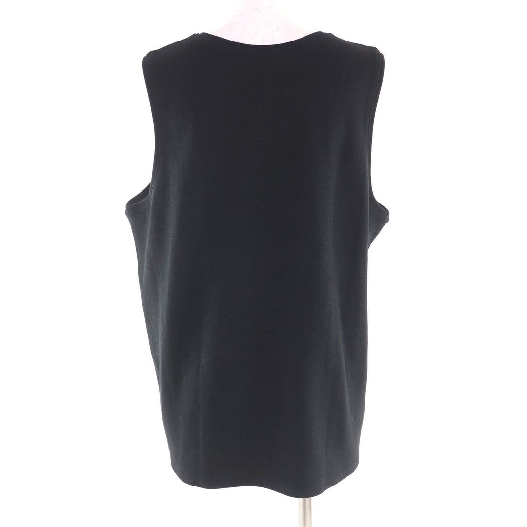Great CHANEL Tank top Camellia Brooch with COCO Mark black wool Women 50 P64484