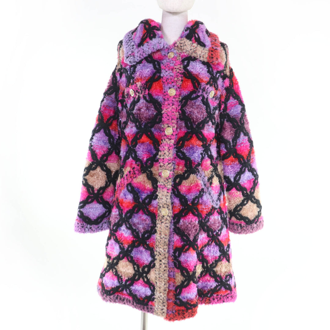 Pristine CHANEL coat Silk Blend COCO Mark Button COCONEIGE 40 P65229K60980
