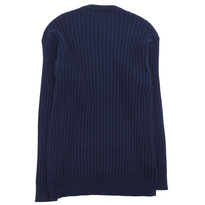 Excellent Dunhill knit Logo design long-sleeved crew neck Navy wool mens S