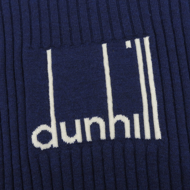 Excellent Dunhill knit Logo design long-sleeved crew neck Navy wool mens S