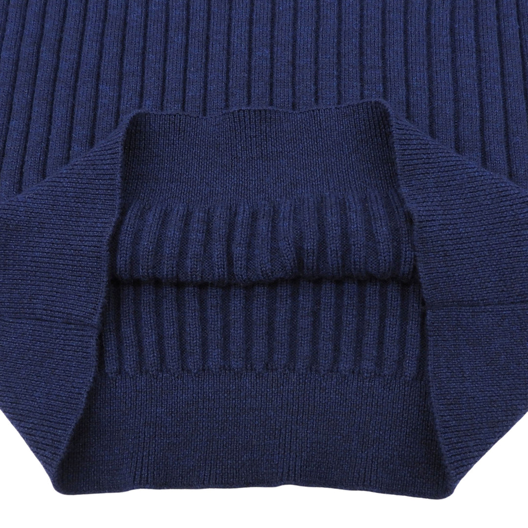 Excellent Dunhill knit Logo design long-sleeved crew neck Navy wool mens S
