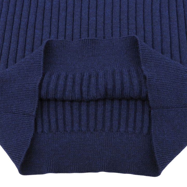 Excellent Dunhill knit Logo design long-sleeved crew neck Navy wool mens S