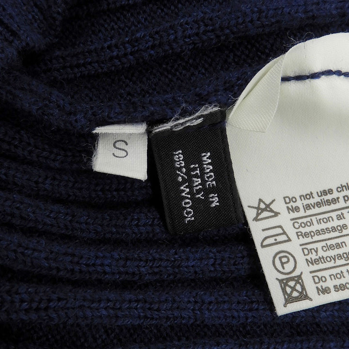 Excellent Dunhill knit Logo design long-sleeved crew neck Navy wool mens S