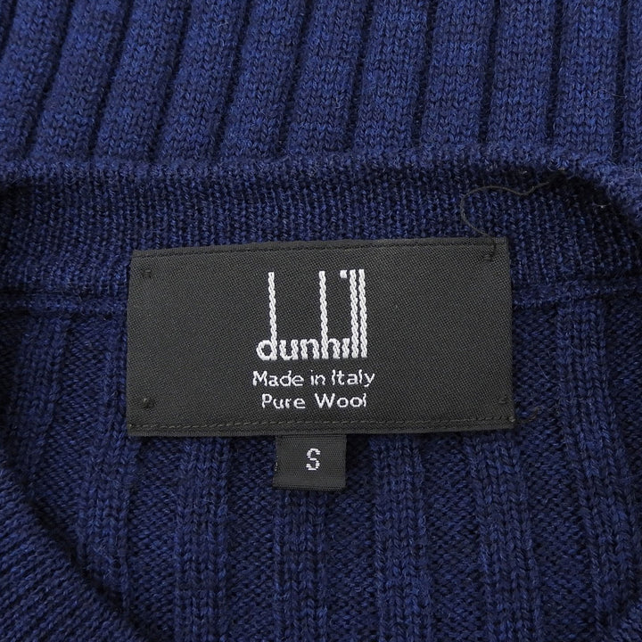 Excellent Dunhill knit Logo design long-sleeved crew neck Navy wool mens S