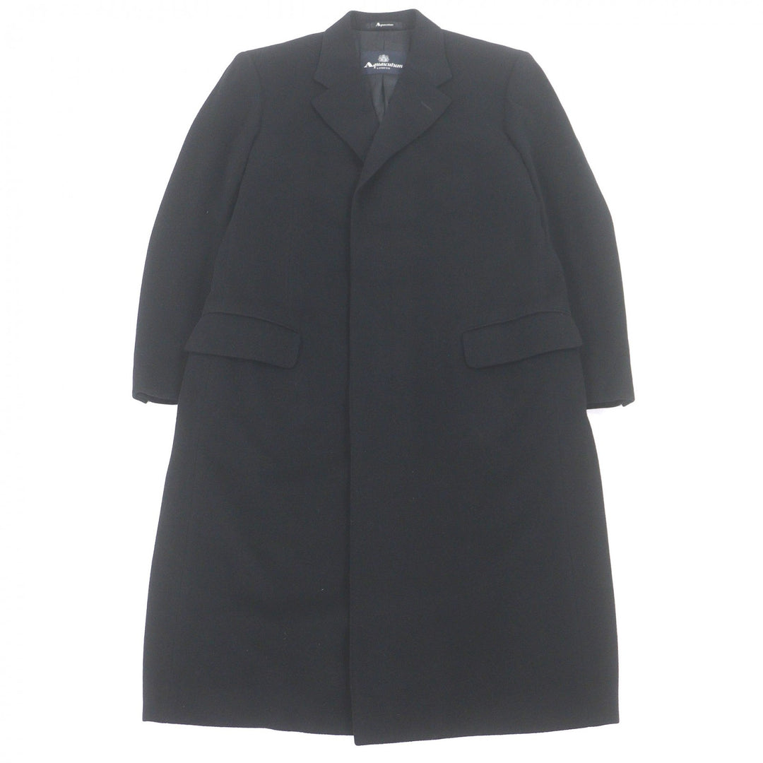 Excellent Aquascutum LONDON Chester coat fly front black cashmere mens 38