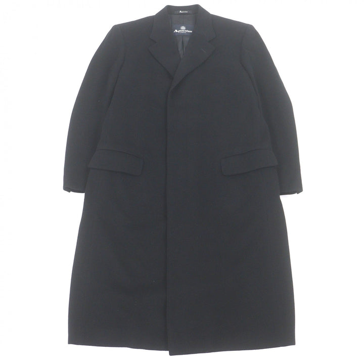 Excellent Aquascutum LONDON Chester coat fly front black cashmere mens 38