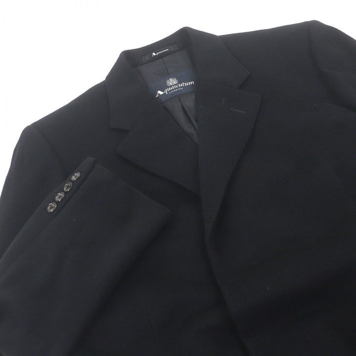 Excellent Aquascutum LONDON Chester coat fly front black cashmere mens 38