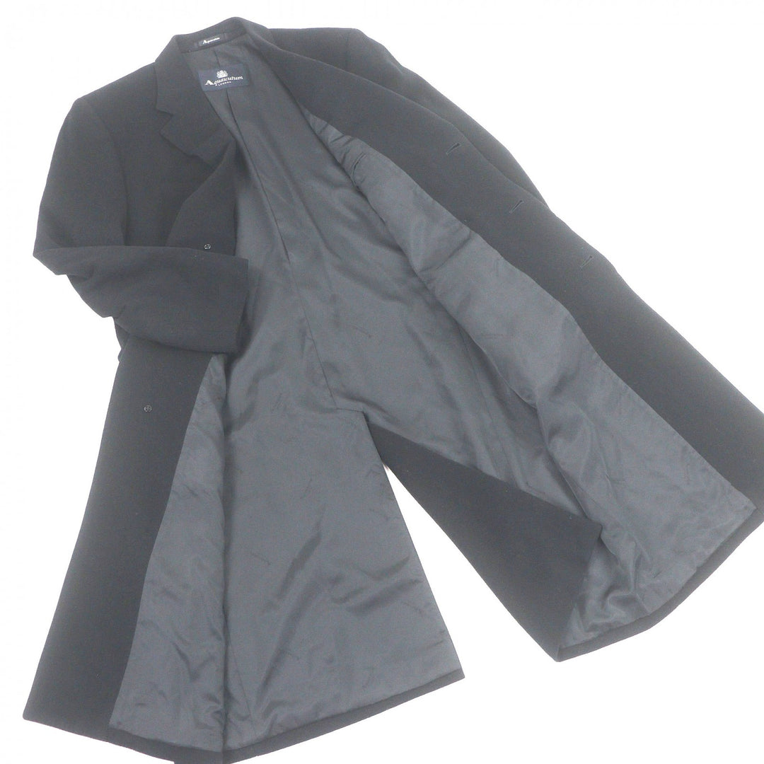 Excellent Aquascutum LONDON Chester coat fly front black cashmere mens 38