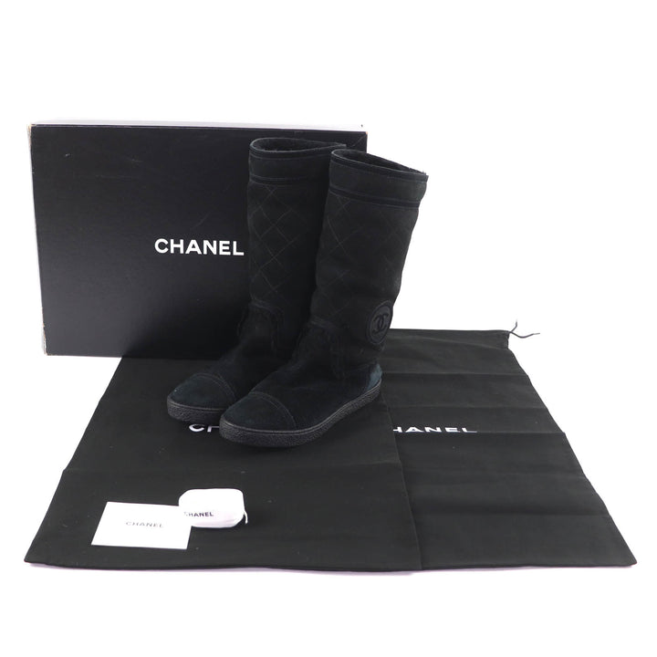 Great CHANEL boots black Mouton Women 38 G26557