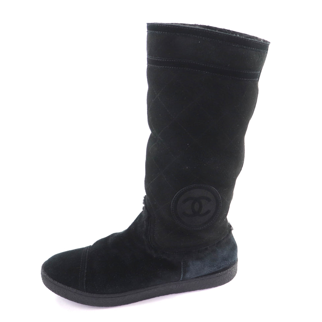 Great CHANEL boots black Mouton Women 38 G26557