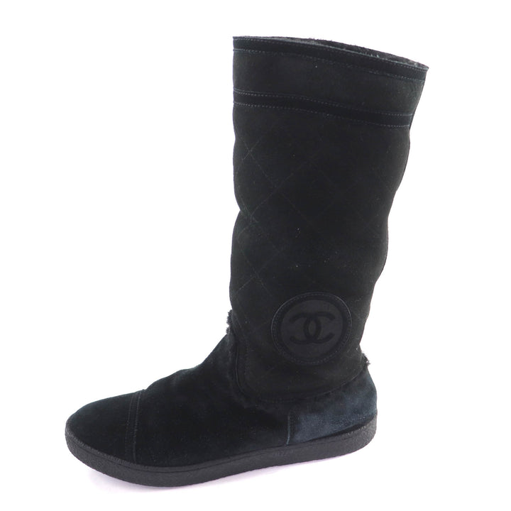 Great CHANEL boots black Mouton Women 38 G26557