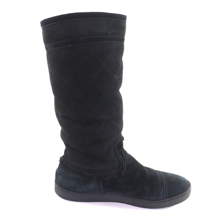 Great CHANEL boots black Mouton Women 38 G26557