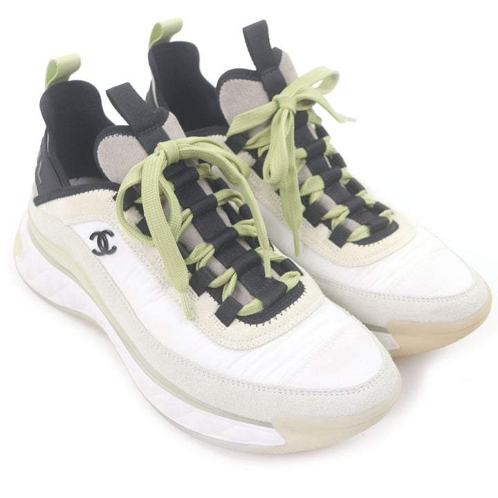 Great CHANEL Low cut sneakers 20K COCO Mark Beige Suede leather mens 39 G35617