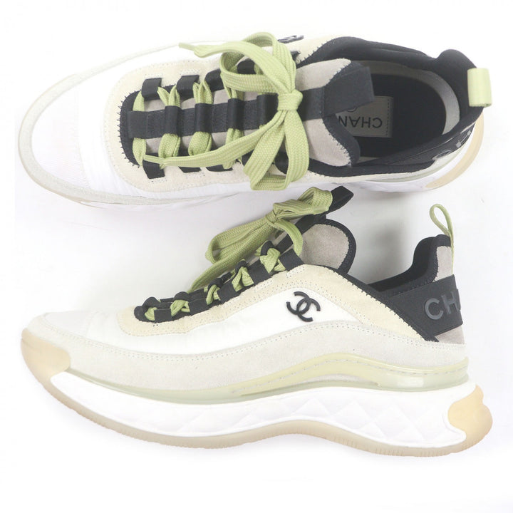 Great CHANEL Low cut sneakers 20K COCO Mark Beige Suede leather mens 39 G35617