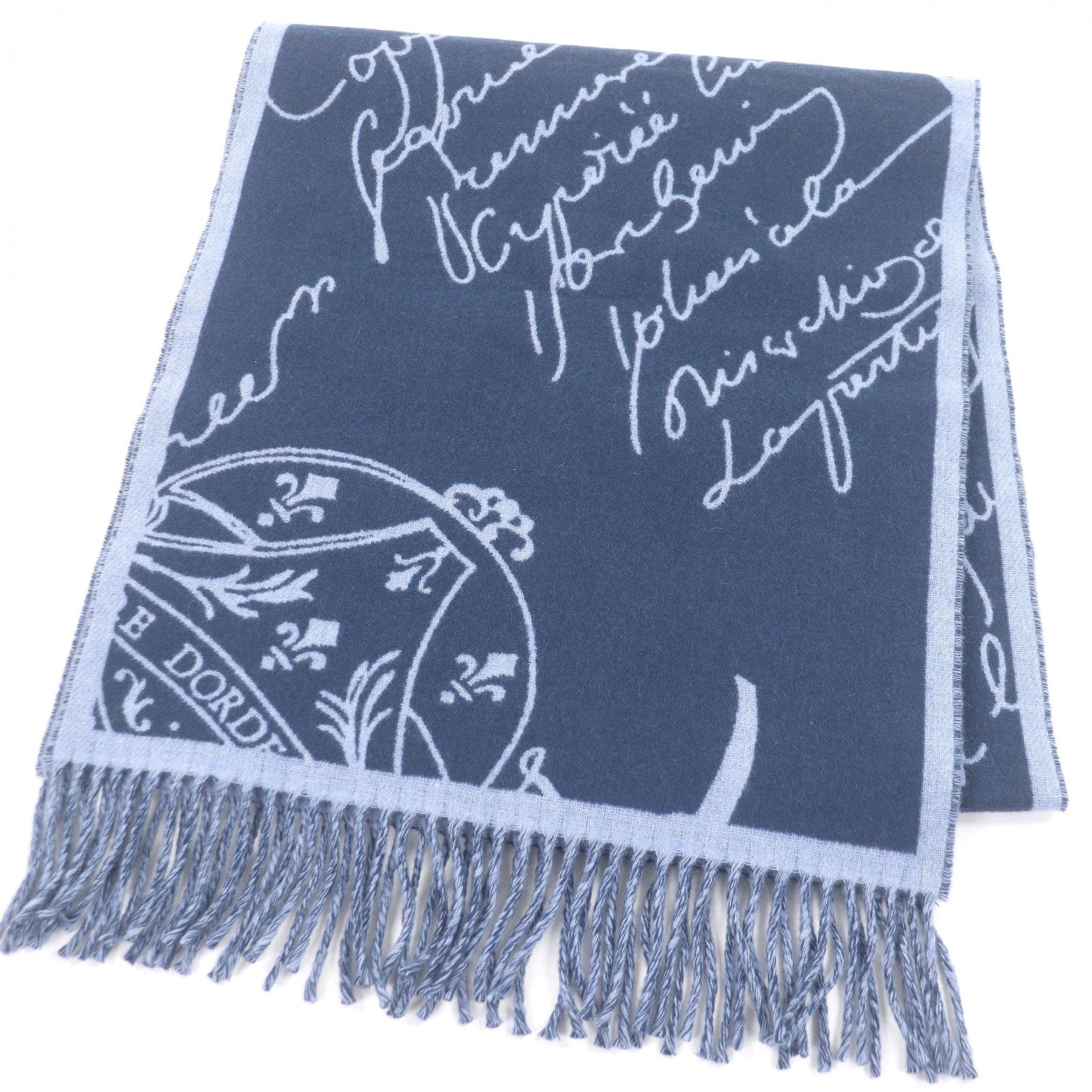 Excellent BERLUTI Scarf Calligraphy Scritto Double-Faced – caro-japan