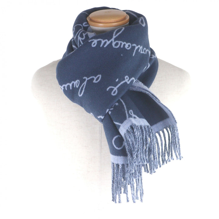 Excellent BERLUTI Scarf Calligraphy Scritto Double-Faced