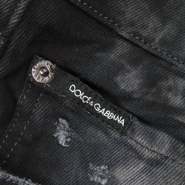 Discounted Great DOLCE&GABBANA Denim pants Logo metal plate distressed Black 46 GY07CD