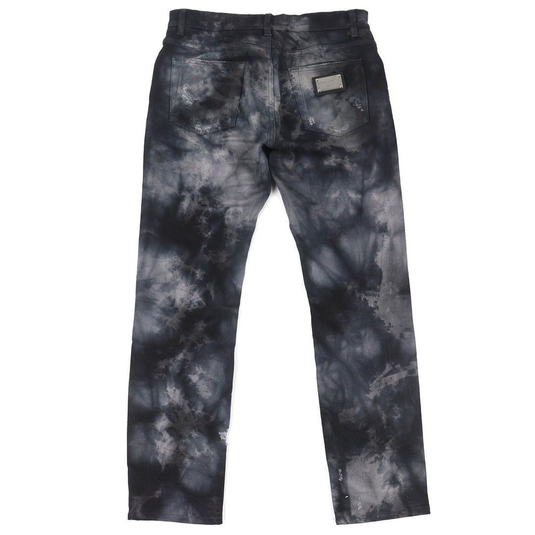 Discounted Great DOLCE&GABBANA Denim pants Logo metal plate distressed Black 46 GY07CD