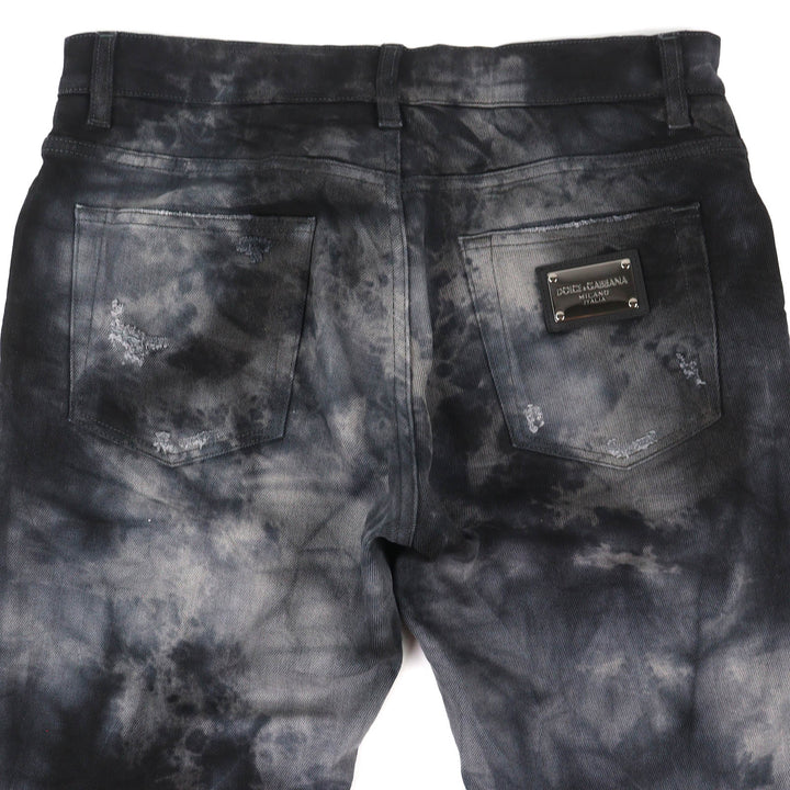 Discounted Great DOLCE&GABBANA Denim pants Logo metal plate distressed Black 46 GY07CD