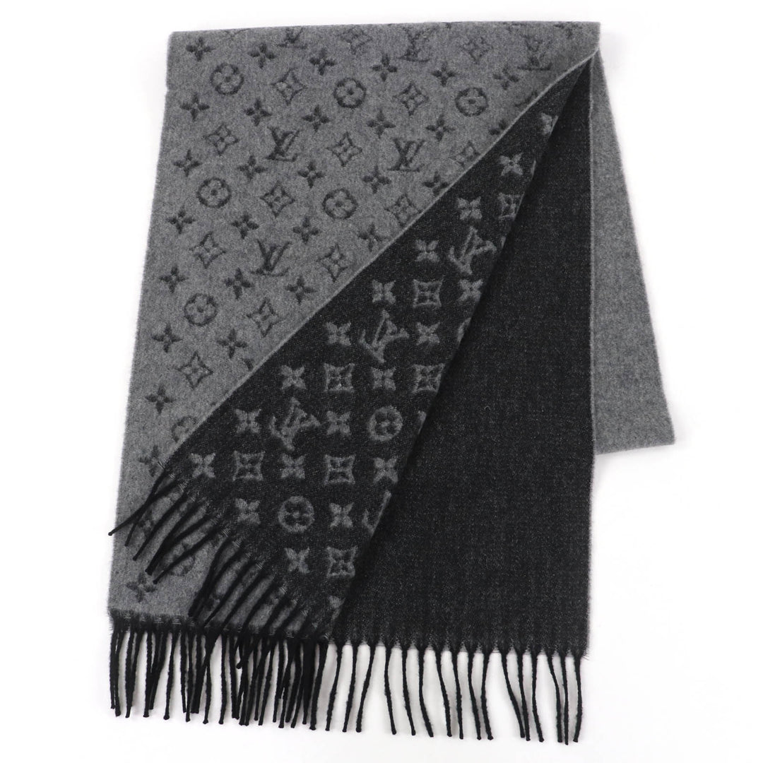 Excellent LOUIS VUITTON Scarf Monogram gradient scarf gray cashmere mens M75900