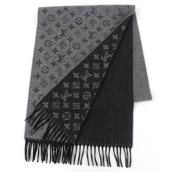 Excellent LOUIS VUITTON Scarf Monogram gradient scarf gray cashmere mens M75900