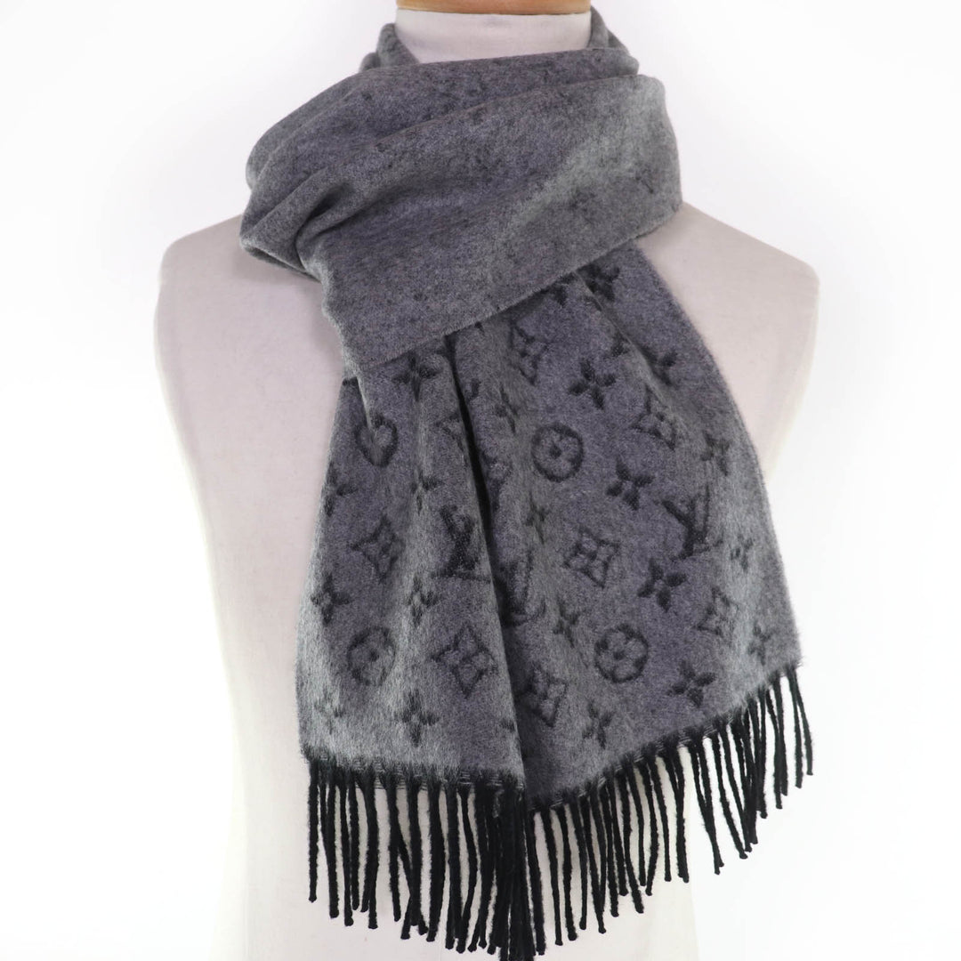 Excellent LOUIS VUITTON Scarf Monogram gradient scarf gray cashmere mens M75900